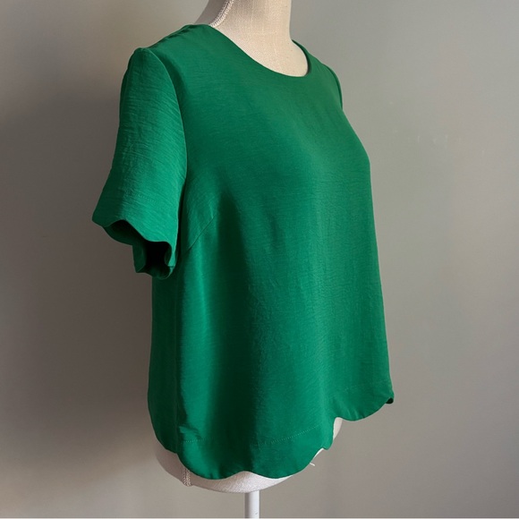 Short Sleeve Scalloped Hem Top Green - Picture 4 of 9